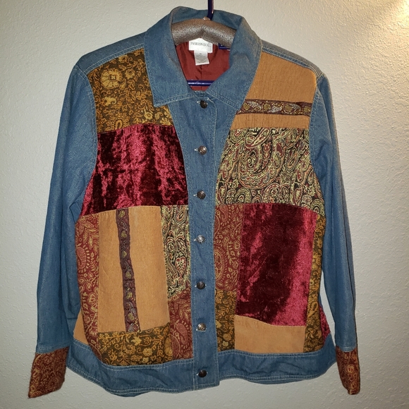 Quilted unique jean jacket - Picture 1 of 6